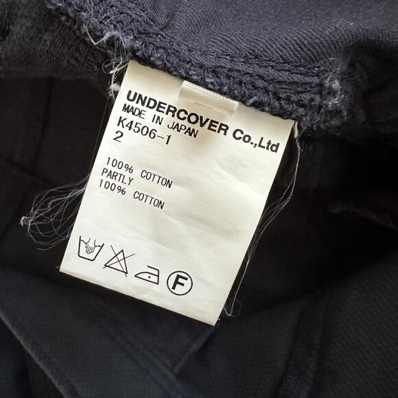 Navy Blue Partial Textured Lightweight Tapered Chino Pants by Undercover - Picture 7 of 8